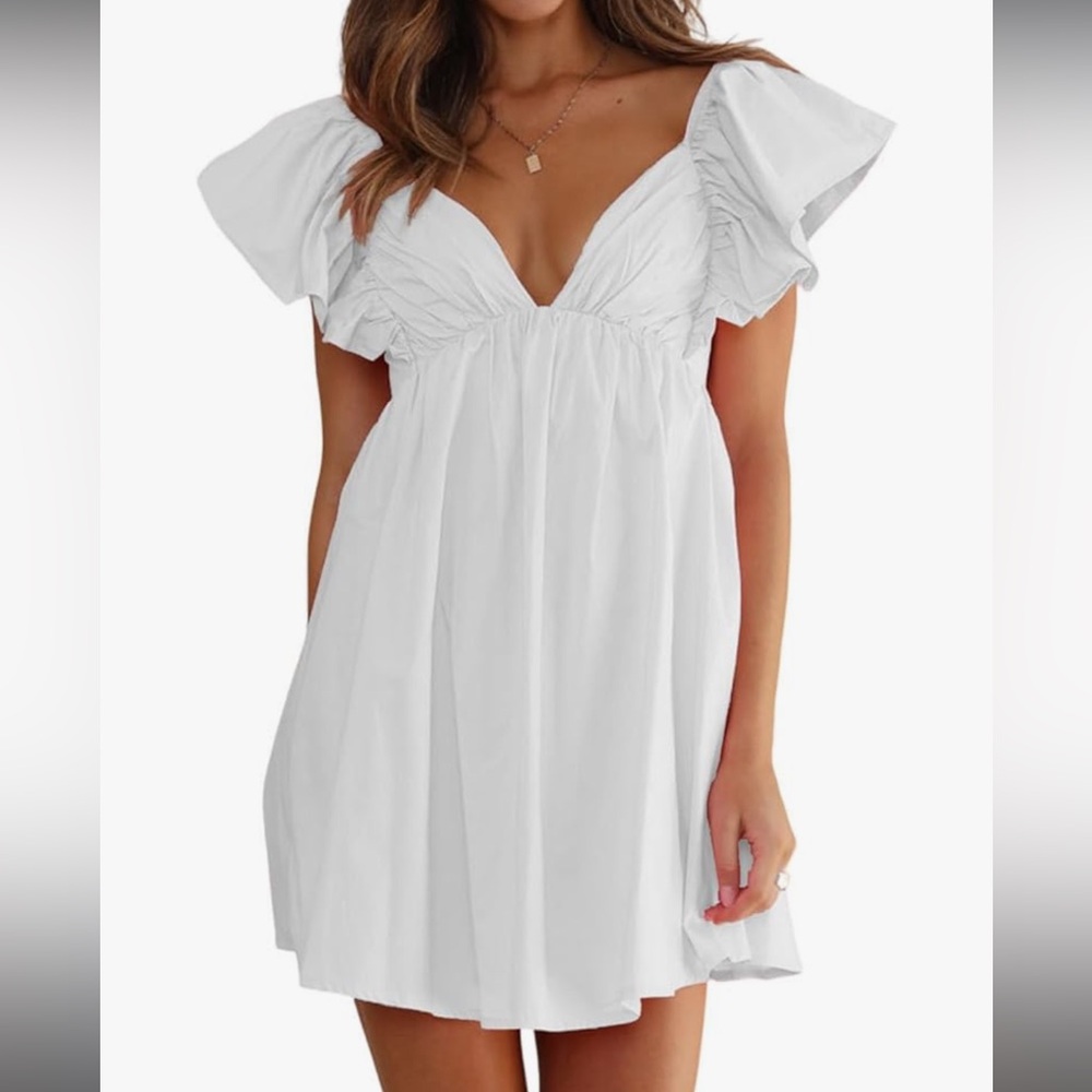 White Mini Babydoll Dress Size Small